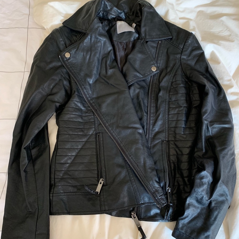 Faux leather moto jacket